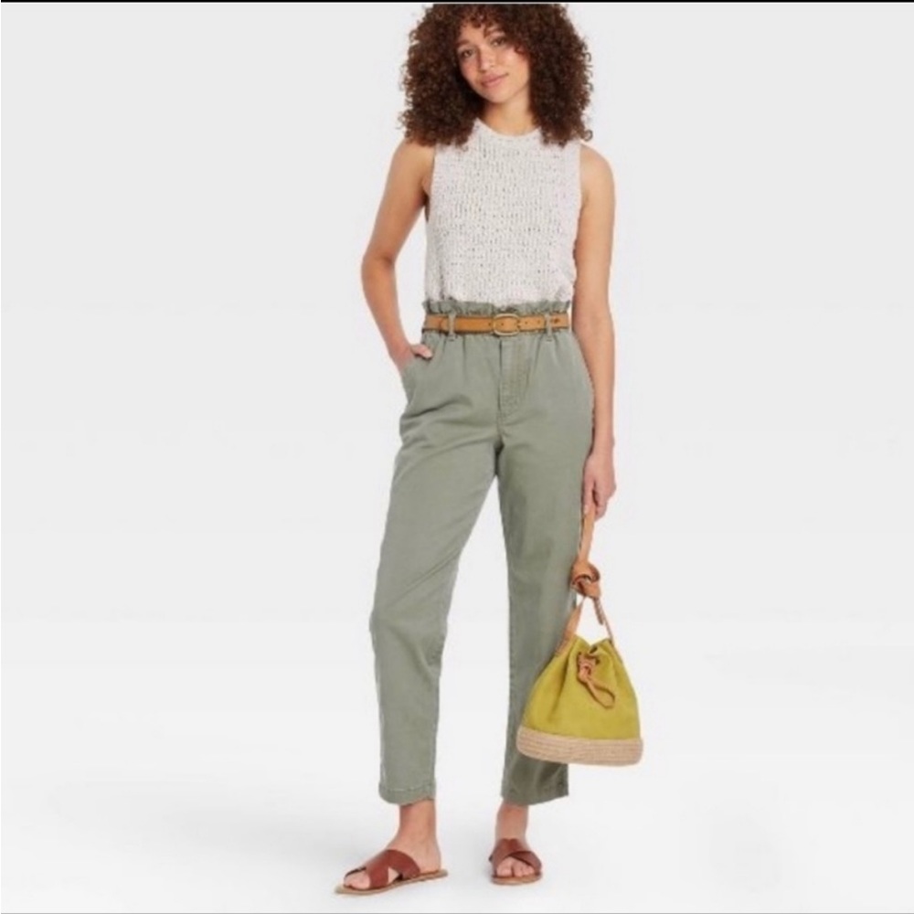 high rise tapered pants - green